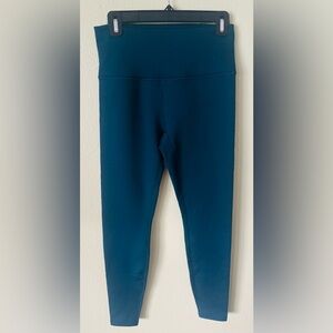 Spyder Bonded Pocket Teal Leggings Yoga Pants w/Back Cell Phone Pocket Size: S
